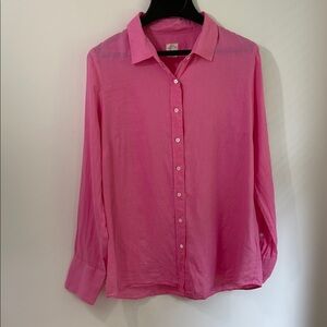 J. Crew The Perfect Shirt Women's Pink Linen Button-Down Shirt 10